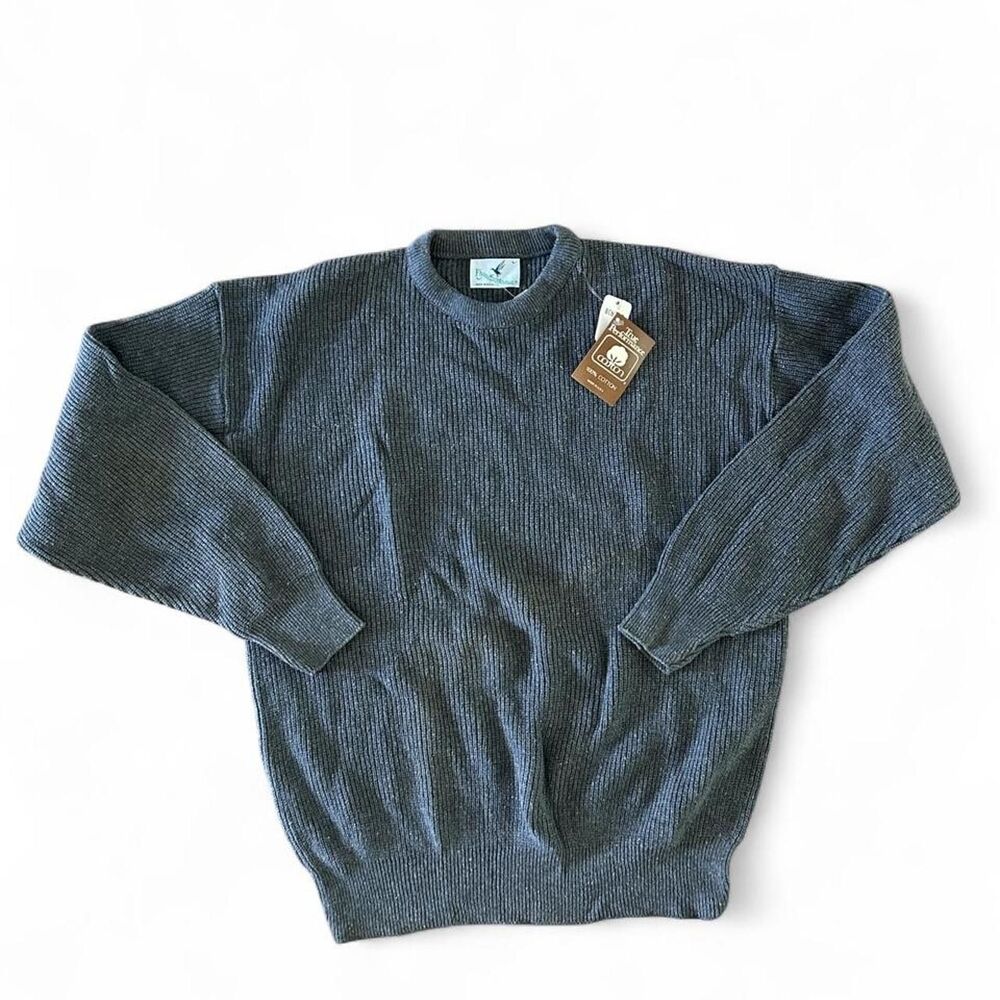 Vintage NWT Grey Ribbed Cotton Sweater - Size L